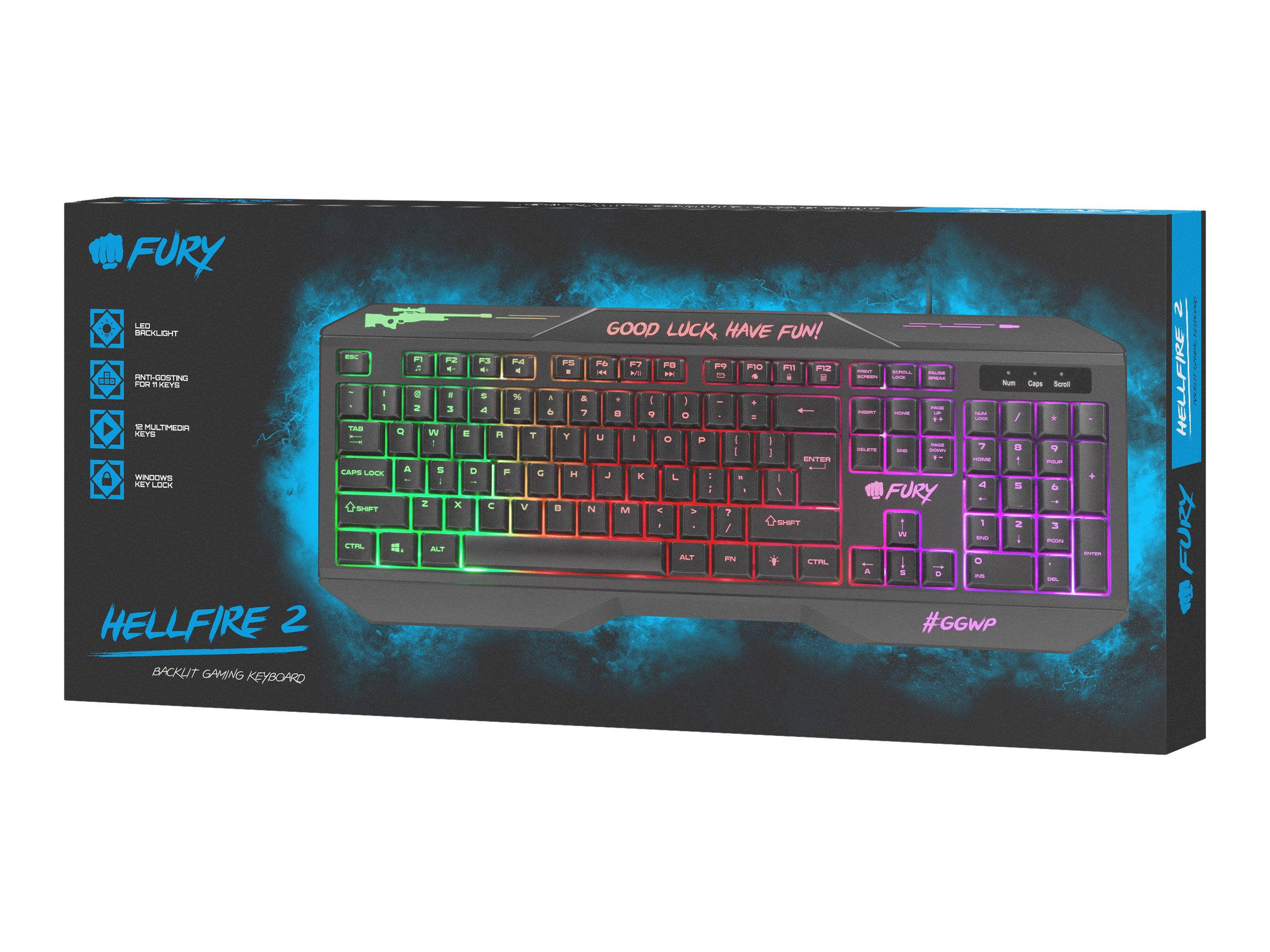 Fury HELLFIRE 2 Gaming keyboard RGB LED light RU Wired Black 1.45 m