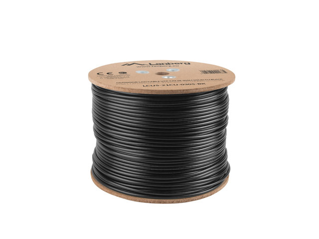 Lanberg | Cable Cat.5E UTP 305M Solid Outdoor CU Black Fluke Passed | LCU5-21CU-0305-BK