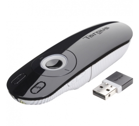 Targus | Laser Presentation Remote | Black, Grey | Plastic | * Clear & intuitive layout enables users to open and operate a presentation with ease. Laser pointer makes it easy to highlight presentation content while the back-lit buttons make it easy to pr