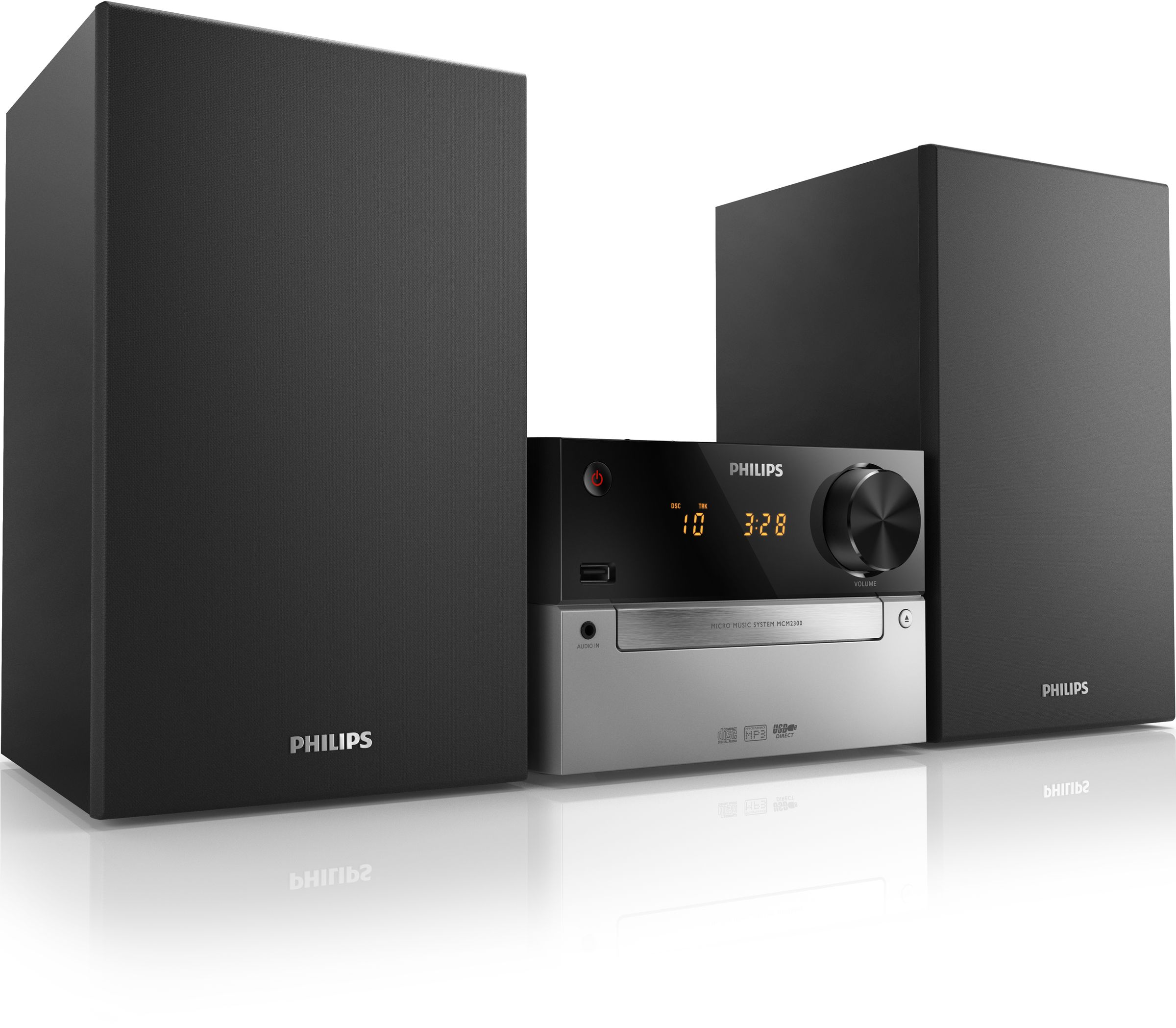 Philips Micro music system MCM2300 CD, MP3-CD, USB, FM USB port for charging 15W max