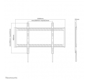 Neomounts LFD-W1000 Fixed TV mount wall - 60-100" - max 125 kg - VESA 200x200-900x600 - d 3,2 cm - black