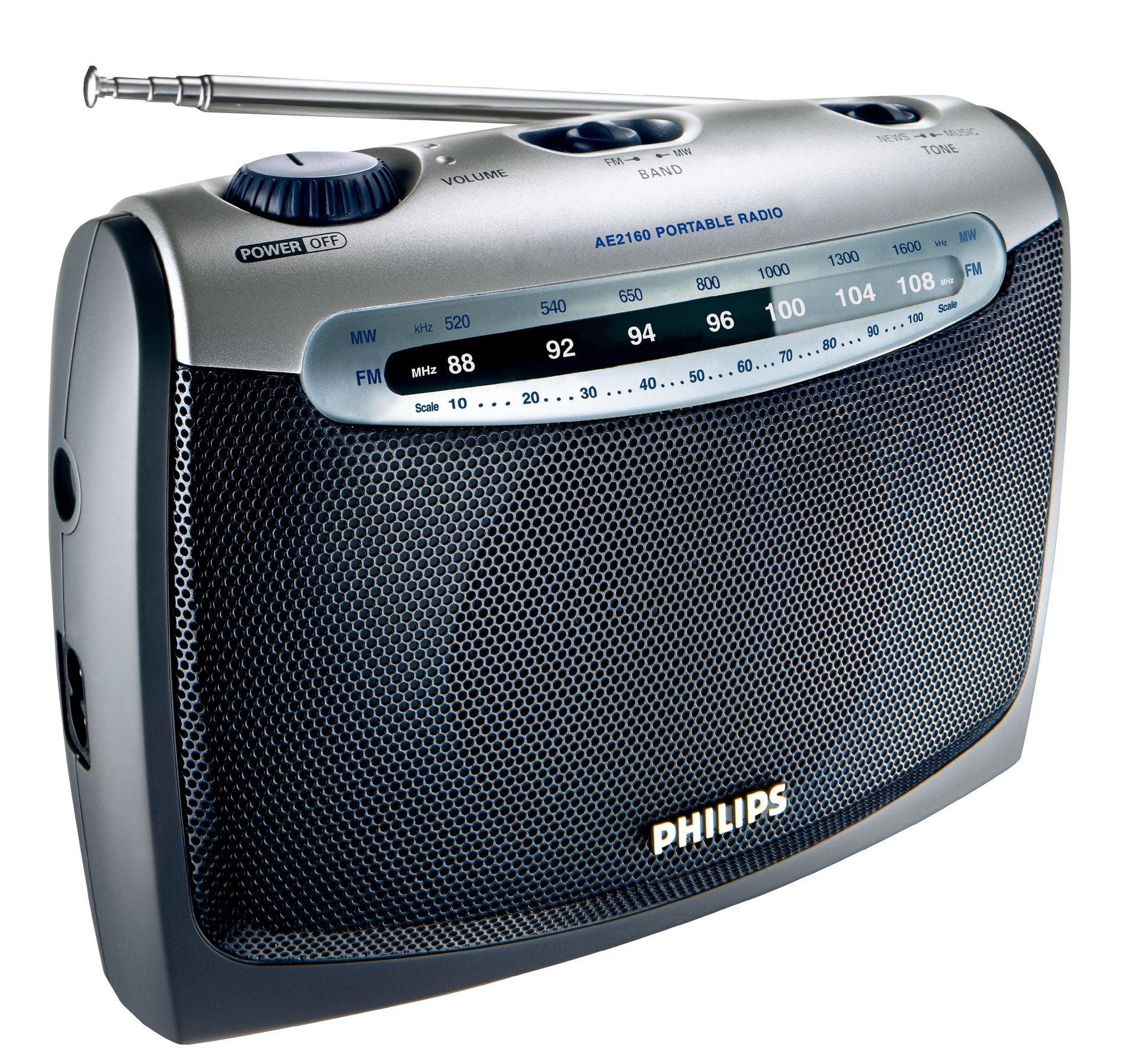 Philips Portable Radio AE2160 FM/MW, Analogue tuning Headphone jack Battery or AC