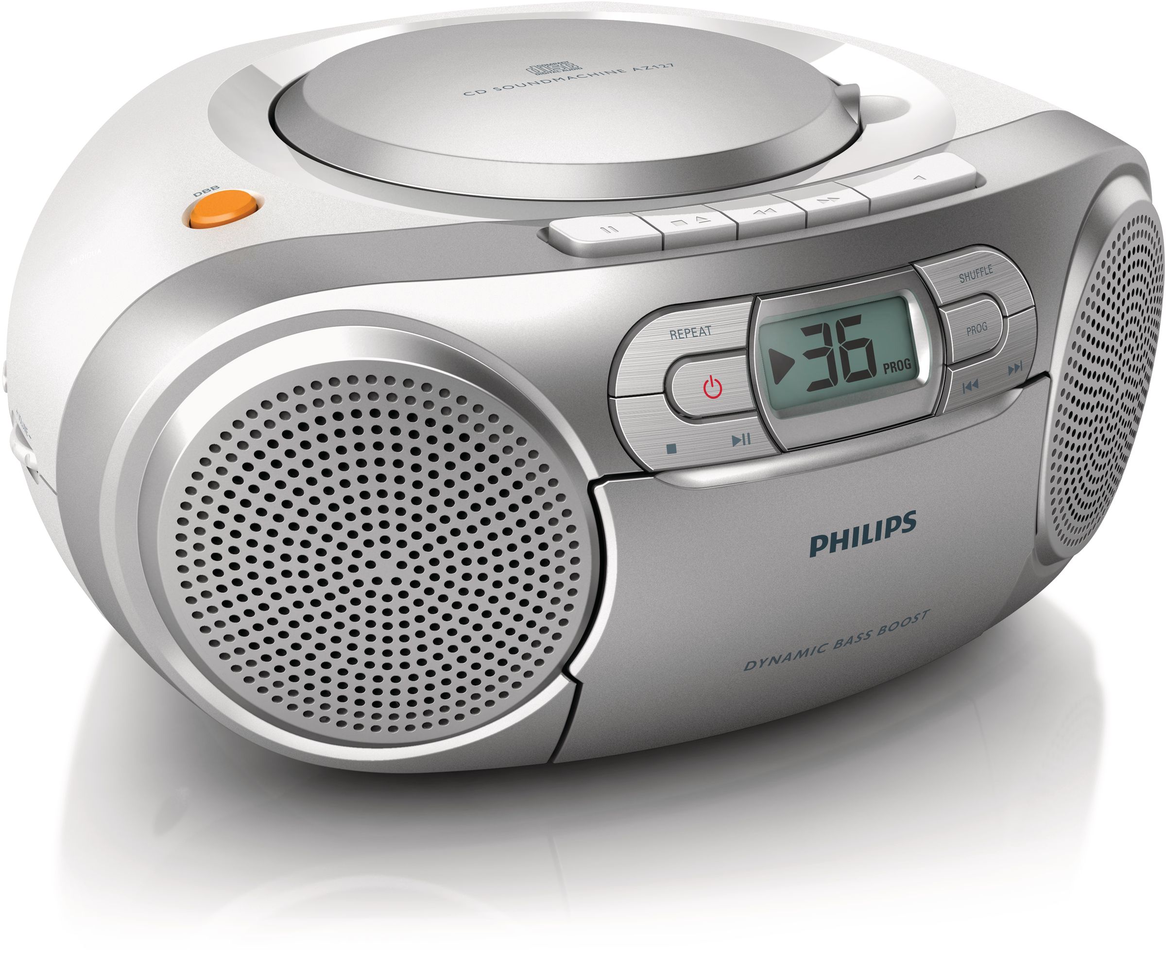 Philips CD Soundmachine AZ127/12 Silver 4W Play MP3-CD, CD and CD-R/RW, FM tuner
