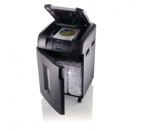 Rexel Auto+600X  automatically shreds up to 600 sheets (80gsm) in to P-4 (4x40mm)