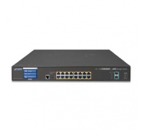 L2+ 16-Port 10/100/1000T 802.3at PoE + 2-Port 10G SFP+ Managed Switch with LCD touch screen and redundant power / 220W