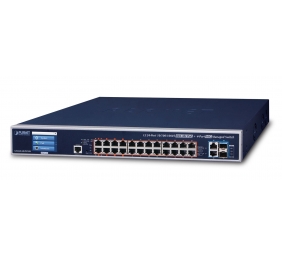 L3 24-Port 10/100/1000T 802.3bt PoE + 2-Port 10GBASE-T + 2-Port 10G SFP+ Managed Switch with LC touch screen/600W