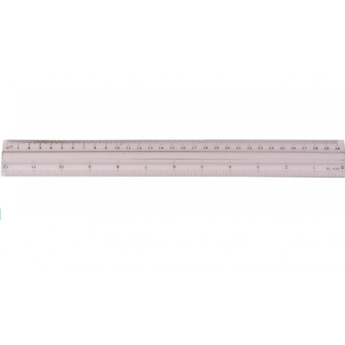 Liniuotė su laikikliu, plastikinė, skaidri, 30 cm  1225-017
