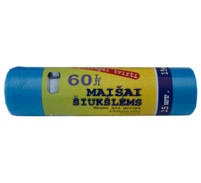 Šiukšlių maišai Alfena 60L, mėlyni, 80 pak. po 15 vnt. 