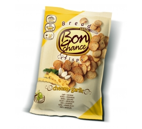 Duonos traškučiai "Bon chance" sūrio ir česnakų skonio, 12 pak. po 120g 