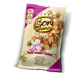 Duonos traškučiai "Bon chance" grietinės ir svogūnų skonio, 12 pak. po 120g 