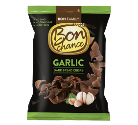 Juodos duonos traškučiai "Bon chance" česnakų skonio, 12 pak. po 120g 