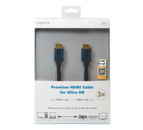 Logilink | Premium HDMI Cable for Ultra HD | Black | HDMI male (type A) | HDMI male (type A) | HDMI to HDMI | 3 m