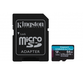 Kingston | microSD | Canvas Go! Plus | 64 GB | MicroSD | Flash memory class 10 | SD Adapter