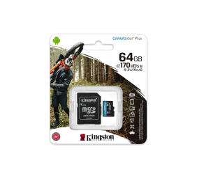 Kingston | microSD | Canvas Go! Plus | 64 GB | MicroSD | Flash memory class 10 | SD Adapter