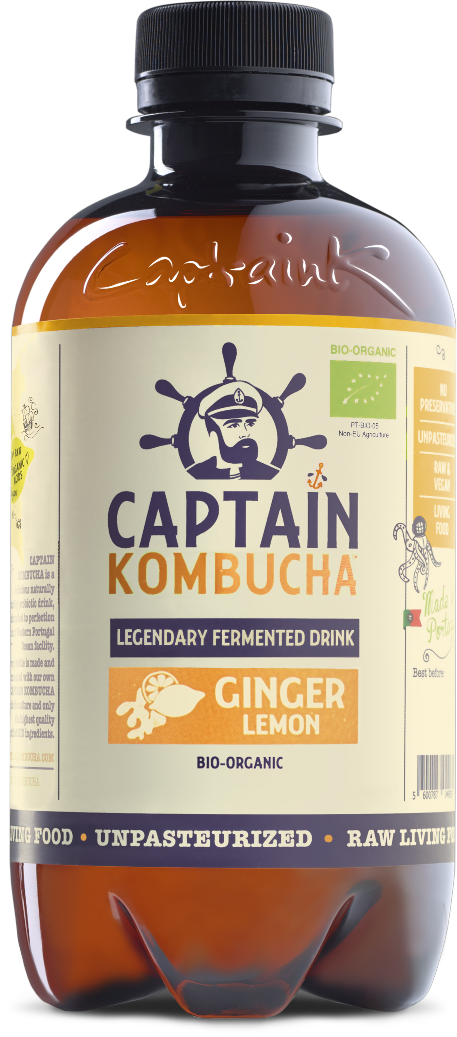 Gėrimas "Captain Kombucha" imbiero ir citrinos skonio, 12 pak. po 400ml 