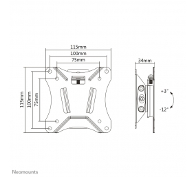 Neomounts Wall mount | NM-W60BLACK Monitor/TV mount wall | Tilt | 10-30 " | Maximum weight (capacity) 25 kg | Black