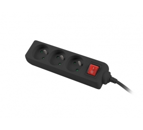 Lanberg Cable Power Strip, 3X French Outlets with Switch, Quality-Grade Copper, 1.5 m | PS1-03E-0150-BK