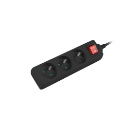 Lanberg Cable Power Strip, 3X French Outlets with Switch, Quality-Grade Copper, 3 m | PS1-03E-0300-BK