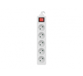 Lanberg Cable Power Strip, 5X French Outlets with Switch, Quality-Grade Copper, 3 m | PS1-05E-0300-W