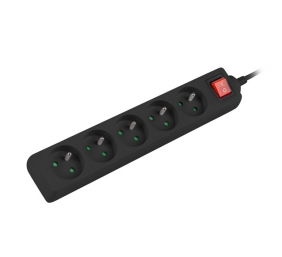 Lanberg Cable Power Strip 3M 5X French Outlets with Switch, Quality-Grade Copper | PS1-05E-0300-BK