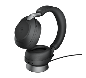 Jabra Evolve2 85 MS Stereo Laidinės/Belaidės ausinės, Bluetooth, USB-A, Charging Stand, Juoda