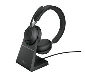 Jabra Evolve2 65 MS Stereo Link390a Belaidės ausinės, Bluetooth USB-A, Charging Stand, Juoda