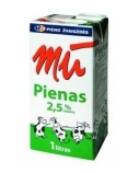 Pienas MŪ, pasterizuotas, 2.5 rieb., 1l x 12vnt.