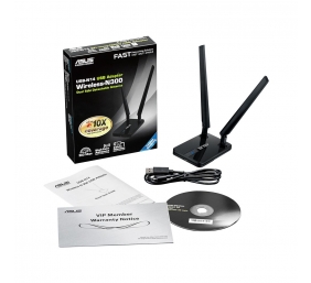 Asus USB-N14 Wireless-N300 USB Adapter with Dual detachable 5dBi high-gain antenna