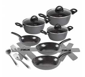 Stoneline | Ceramic Cookware Set of 14 | 15710 | 3 pans; 3 pots; 3 lids | Black | Lid included