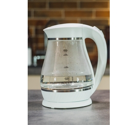 Adler | Kettle | AD 1274 | Standard | 2200 W | 1.7 L | Plastic/Glass | 360° rotational base | White/ transparent