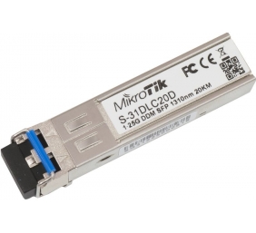 MikroTik | S-31DLC20D | SFP | Single-Mode Fiber | Dual LC | 10/100/1000 Mbit/s | Wavelength 1310 nm | Maximum transfer distance 20000 m | -40 to +70C