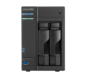 Asus Asustor Tower NAS AS6302T up to 2 HDD/SSD, Intel Celeron Dual-Core, J3355, Processor frequency 2 GHz, 2 GB, DDR3L, Black