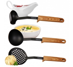 Stoneline | Back To Nature | 17898 | Kitchen utensil set | 9 pc(s) | Dishwasher proof | Black/ Wooden Look