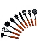 Stoneline Back To Nature  17898 Kitchen utensils set, Material Handle in Wooden Look, 9 pc(s), Dishwasher proof, Black/ Wooden Look