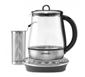 Gastroback Kettle Design Tea Aroma Plus With electronic control, Stainless steel, glass, plastic, Stainless steel/ transparent, 1400 W, 360° rotational base, 1.5 L