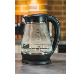 Adler | Kettle | AD 1274 | Standard | 2200 W | 1.7 L | Plastic/Glass | 360° rotational base | Black/ transparent