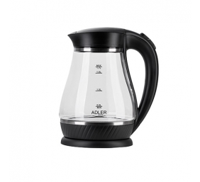 Adler | Kettle | AD 1274 | Standard | 2200 W | 1.7 L | Plastic/Glass | 360° rotational base | Black/ transparent