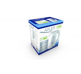 Adler Kettle AD 1208 Standard, Plastic, White, 2000 W, 360° rotational base, 1.8 L