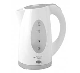 Adler Kettle AD 1208 Standard, Plastic, White, 2000 W, 360° rotational base, 1.8 L