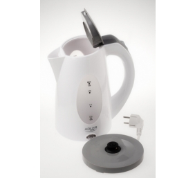 Adler Kettle AD 1208 Standard, Plastic, White, 2000 W, 360° rotational base, 1.8 L