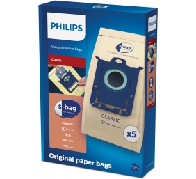 Philips S-bag Vacuum cleaner bags  FC8019/01 Paper bag, Universal dust bag for all Philips and Electrolux, Brown
