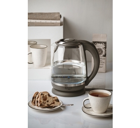 Adler | Kettle | AD 1286 | Standard | 2200 W | 2 L | Plastic/Glass | 360° rotational base | Grey/ transparent