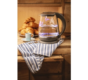 Adler | Kettle | AD 1286 | Standard | 2200 W | 2 L | Plastic/Glass | 360° rotational base | Grey/ transparent