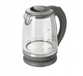 Adler | Kettle | AD 1286 | Standard | 2200 W | 2 L | Plastic/Glass | 360° rotational base | Grey/ transparent