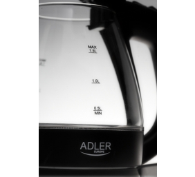 Kettle Adler | Kettle | AD 1224 | Standard | 2000 W | 1.5 L | Glass | 360° rotational base | Black