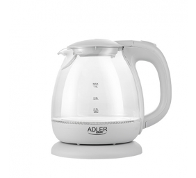 Adler | Kettle | AD 1283G | Standard | 1100 W | 1 L | Plastic/Glass | 360° rotational base | Grey