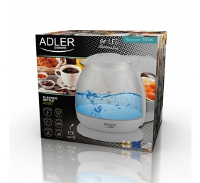 Adler | Kettle | AD 1283G | Standard | 1100 W | 1 L | Plastic/Glass | 360° rotational base | Grey