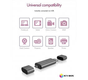 Icy box IB-CR200-C  SD/MicroSD (TF) USB 2.0 card reader with Type-C and -A to micro USB (OTG) interface, anthracite | Raidsonic | External card reader with multi-USB connector | External | Micro SDHC, Micro SDXC, microSD 3.0 UHS-I SD, SDHC, SDXC, SD 2.0 U
