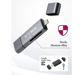 Icy box IB-CR200-C  SD/MicroSD (TF) USB 2.0 card reader with Type-C and -A to micro USB (OTG) interface, anthracite | Raidsonic | External card reader with multi-USB connector | External | Micro SDHC, Micro SDXC, microSD 3.0 UHS-I SD, SDHC, SDXC, SD 2.0 U