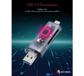 Icy box IB-CR200-C  SD/MicroSD (TF) USB 2.0 card reader with Type-C and -A to micro USB (OTG) interface, anthracite | Raidsonic | External card reader with multi-USB connector | External | Micro SDHC, Micro SDXC, microSD 3.0 UHS-I SD, SDHC, SDXC, SD 2.0 U